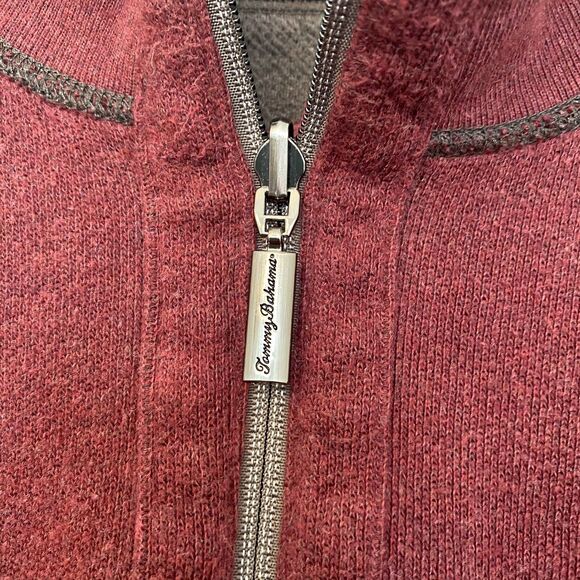 Tommy Bahama Men's *XXL Reversible 1/4 Zip Mock Sweater Brown/Maroon - Picture 7 of 7